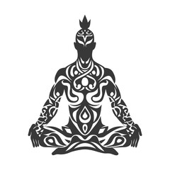 Silhouette abstract tribal art black color only