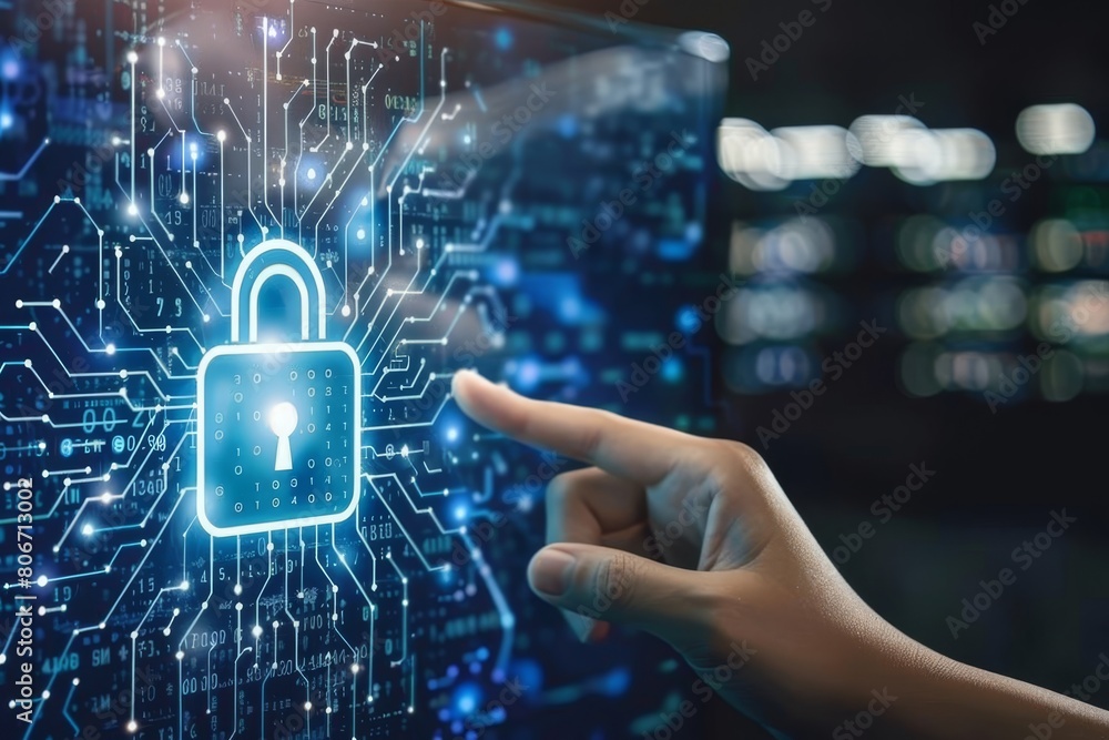 Aufkleber implement strong firewall and vpn protections to secure confidential digital data against cybercrime