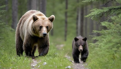 a-bear-cub-following-its-mother-through-the-woods- 3