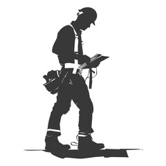 Obraz premium Silhouette architec drawing in action full body black color only