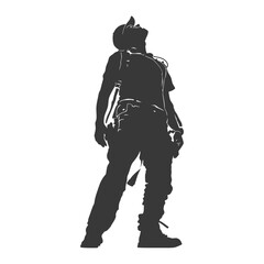 Fototapeta premium Silhouette architec drawing in action full body black color only