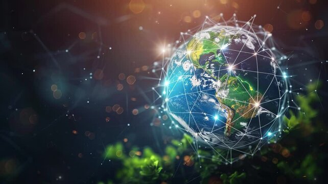 Crystal globe with sustainable development and ESG icon for environment social, governance, and business cooperation for World sustainable environment social governance concept. Earth Day