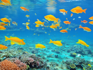 하와이 물속의 산호, 물고기