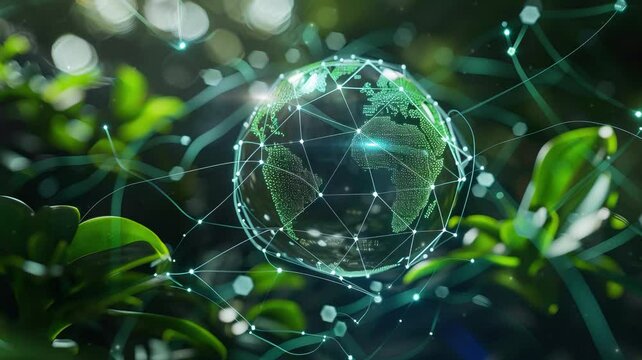 Crystal globe with sustainable development and ESG icon for environment social, governance, and business cooperation for World sustainable environment social governance concept. Earth Day