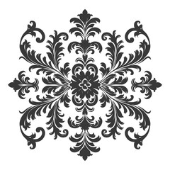 Silhouette Baroque ornament with filigree floral element black color only