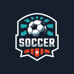 football logo with ball element, elegant soccer logo. Modern Soccer Football Badge logo template design