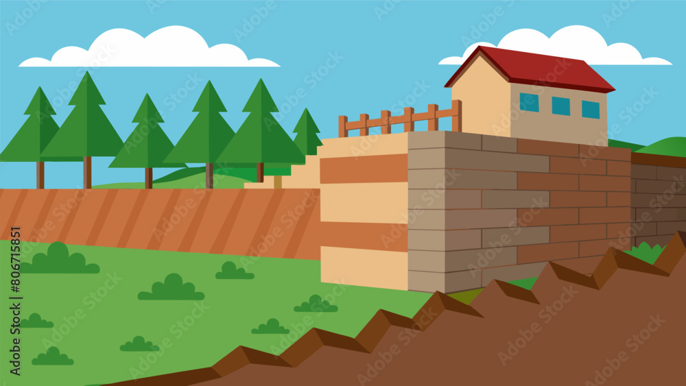 Poster retaining walls the foundation is surrounded by sy retaining walls to prevent the surrounding soil f