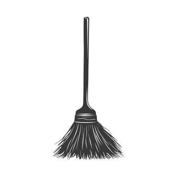 recommend clip art: Silhouette broom cleaning tool black color only