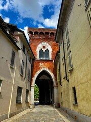 Entrance to the castle park Ducale Palace Vigevano, Lombardy, Italy