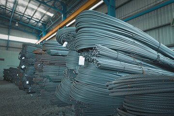 Prepare products for delivery to customers Deformed steel or rebar background Deformed bars for...
