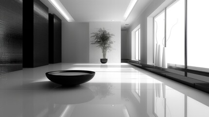 modern minimalist interior in black and white tones