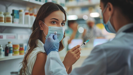 Healthcare promotion; vaccine awareness; pharmacy banner.generative ai