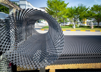 steel wire mesh for steel construction materials, concept images or samples of steel products...
