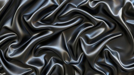 Obraz premium Luxurious Black Satin Fabric with Elegant Creases and Textures