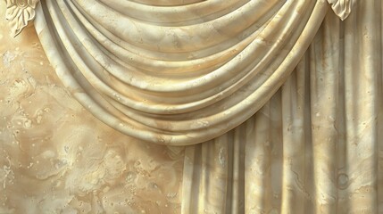 Naklejka premium Elegant Golden Fabric Drapes on Textured Background