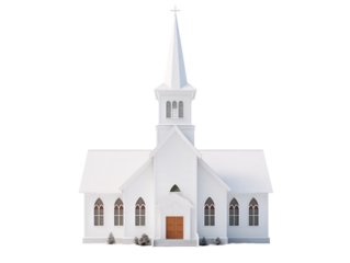 a white church with a steeple