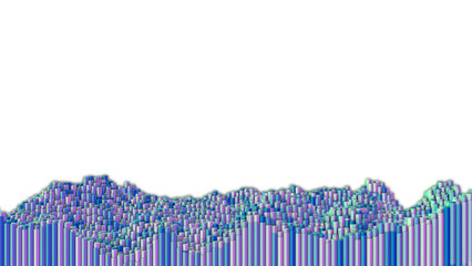 Colored particles, waveform shape.  Isolated on transparent background.