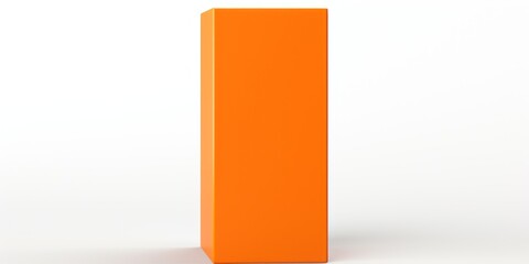 Orange tall product box copy space is isolated against a white background for ad advertising sale alert or news blank copyspace for design text photo 