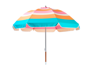 a colorful striped umbrella with a white background