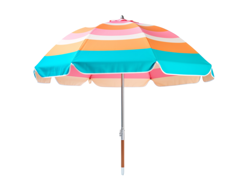 a colorful striped umbrella with a white background