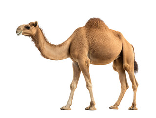 a camel walking with its mouth open