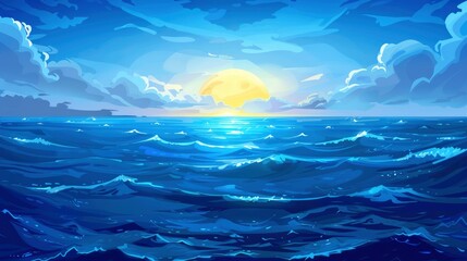 Water Background In Shades Of Blue, Offering A Serene And Tranquil Setting For Relaxation And Reflection, Evoking Feelings Of Calm And Serenity, Cartoon Background