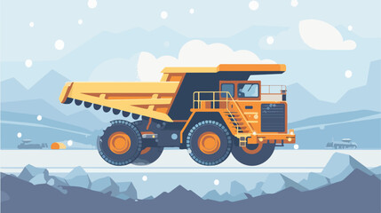 Augur with cloud and mining truck Vector illustration