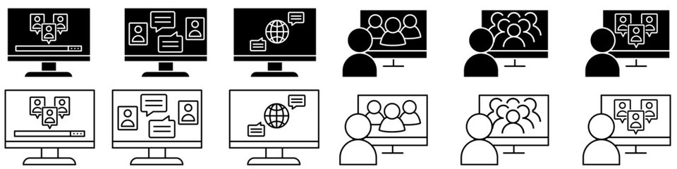 Communication icon vector set. Conversation illustration sign collection. Forum symbol.