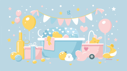 Baby shower concept welcome to the birth icons design