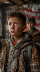 Obraz premium child is being bullied by a older boy in school,generative ai
