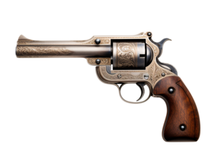 a gun with a wooden handle