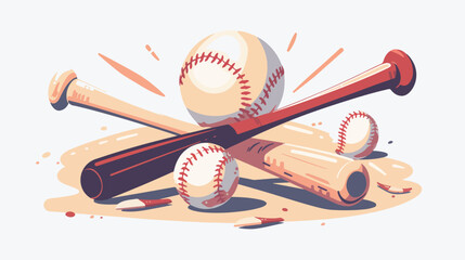Ball and bats of baseball flat style icon design Sport