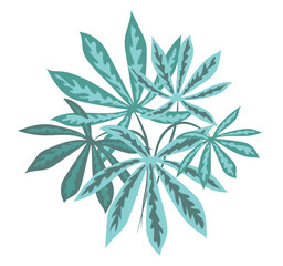 Chestnut leaves in flat design. Green tree foliage with twigs bouquet. Vector illustration isolated.