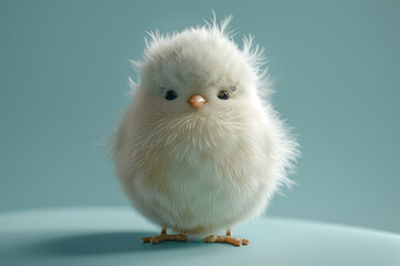 A delightful, fluffy, chick cartoon character, radiating cuteness and charm.
