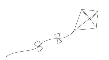 Kite One line drawing on white background