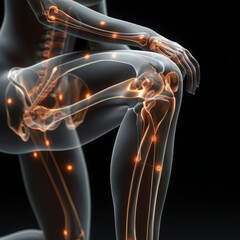 Stresses on the athlete's knee joint are shown,generative ai