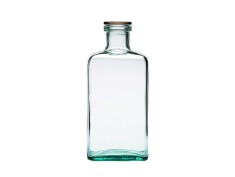 a clear glass bottle with a metal cap - Powered by Adobe