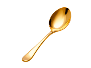 a gold spoon on a white background