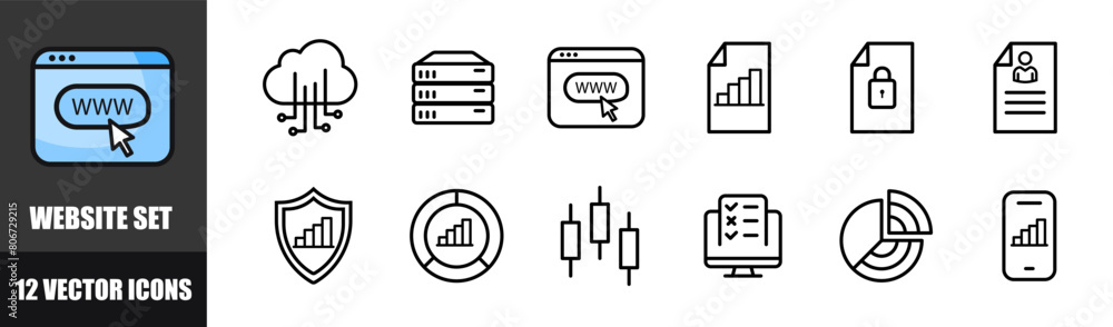Poster website icons set. linear style. vector icons