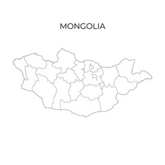 Fototapeta premium Mongolia administrative division contour map. Regions of Mongolia. Vector illustration