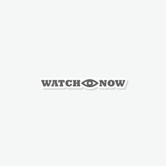 Watch now icon sticker isolated on gray background