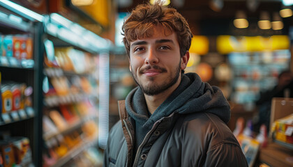 Obraz premium man selling cell phones in retail store,generative ai