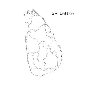 Sri Lanka administrative division contour map. Regions of Sri Lanka. Vector illustration