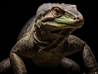 a lizard with a black background