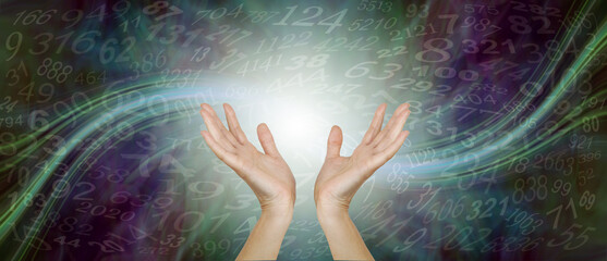 Come to me for a numerology reading and discover the power of numbers -  Female Numerologist hands...