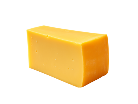 a block of cheese on a white background