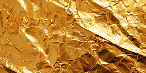 Gold foil shiny texture, yellow wrapping paper for background and design