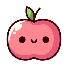 Cute Apple Icon in Cartoon Style. Isolated on white background. Clipping paths included.