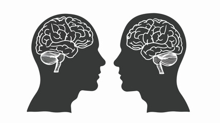 Brain silhouette monochrome with side view Vector illustration