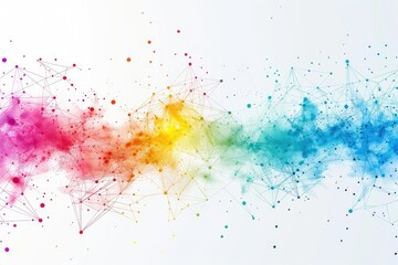 White global communication banner with colorful network